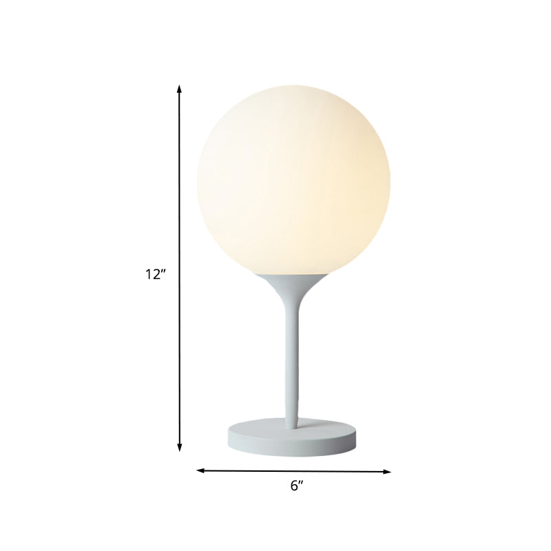 1 Light Bedside Table Light Contemporary White Nightstand Lamp with Globe Cream Glass Shade Clearhalo 'Lamps' 'Table Lamps' Lighting' 733872