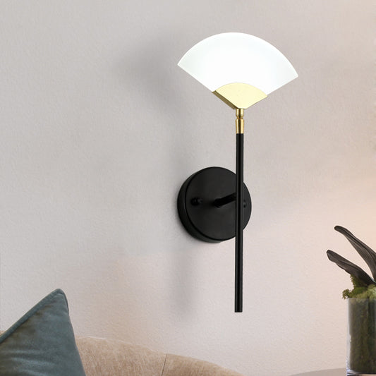 Pencil Arm Metal Wall Mount Light Modern Gold and Black LED Wall Sconce Lamp with Sector Acrylic Shade Black-Gold Clearhalo 'Cast Iron' 'Glass' 'Industrial' 'Modern wall lights' 'Modern' 'Tiffany' 'Traditional wall lights' 'Wall Lamps & Sconces' 'Wall Lights' Lighting' 733898