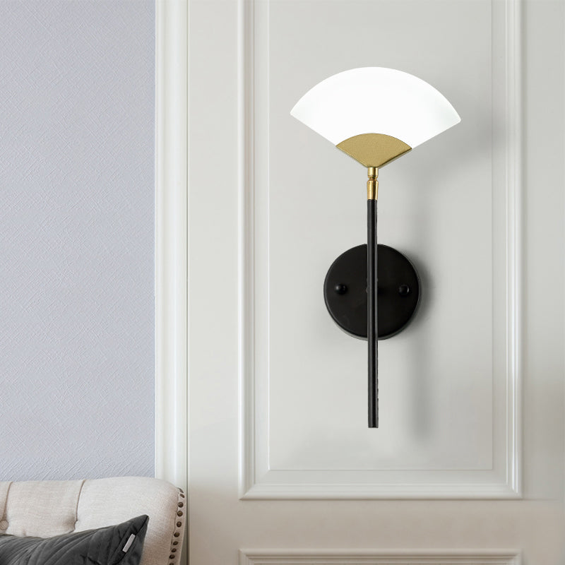 Pencil Arm Metal Wall Mount Light Modern Gold and Black LED Wall Sconce Lamp with Sector Acrylic Shade Clearhalo 'Cast Iron' 'Glass' 'Industrial' 'Modern wall lights' 'Modern' 'Tiffany' 'Traditional wall lights' 'Wall Lamps & Sconces' 'Wall Lights' Lighting' 733899