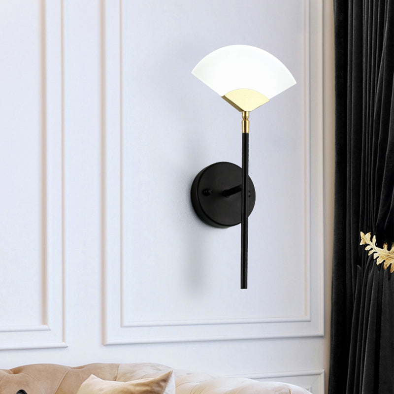 Pencil Arm Metal Wall Mount Light Modern Gold and Black LED Wall Sconce Lamp with Sector Acrylic Shade Clearhalo 'Cast Iron' 'Glass' 'Industrial' 'Modern wall lights' 'Modern' 'Tiffany' 'Traditional wall lights' 'Wall Lamps & Sconces' 'Wall Lights' Lighting' 733900