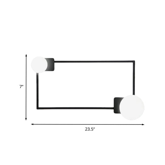 Metal Rectangle Frame Flush Wall Sconce Simple 2 Bulbs LED Wall Mounted Light in Black Clearhalo 'Cast Iron' 'Glass' 'Industrial' 'Modern wall lights' 'Modern' 'Tiffany' 'Traditional wall lights' 'Wall Lamps & Sconces' 'Wall Lights' Lighting' 733907
