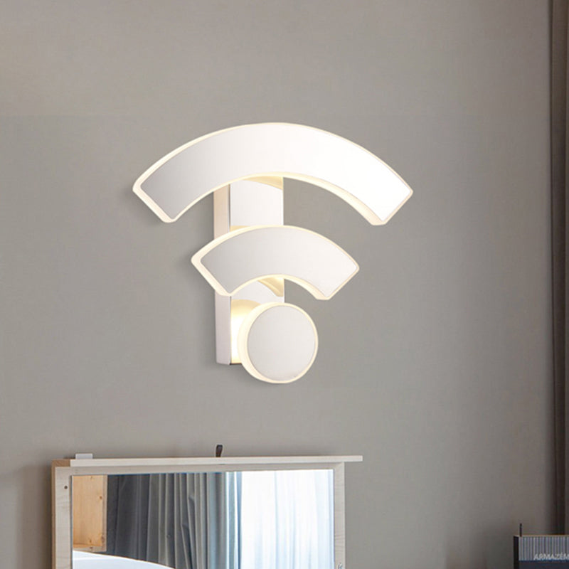 Wifi Logo Sconce Light Fixture Modernist Acrylic LED White Wall Mounted Lamp in Warm/White Light for Bedroom Clearhalo 'Modern wall lights' 'Modern' 'Wall Lamps & Sconces' 'Wall Lights' Lighting' 733909