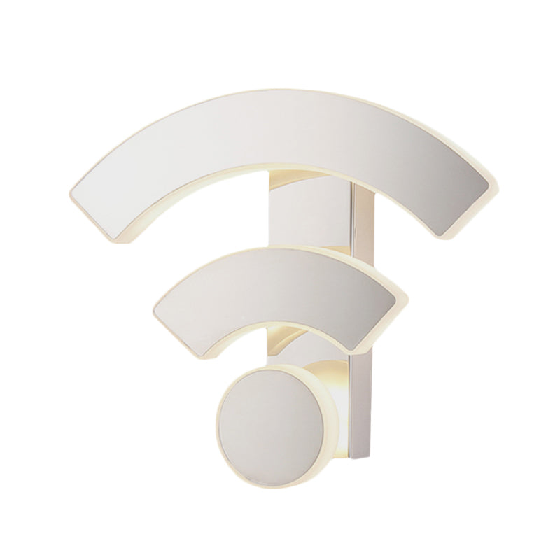 Wifi Logo Sconce Light Fixture Modernist Acrylic LED White Wall Mounted Lamp in Warm/White Light for Bedroom Clearhalo 'Modern wall lights' 'Modern' 'Wall Lamps & Sconces' 'Wall Lights' Lighting' 733910