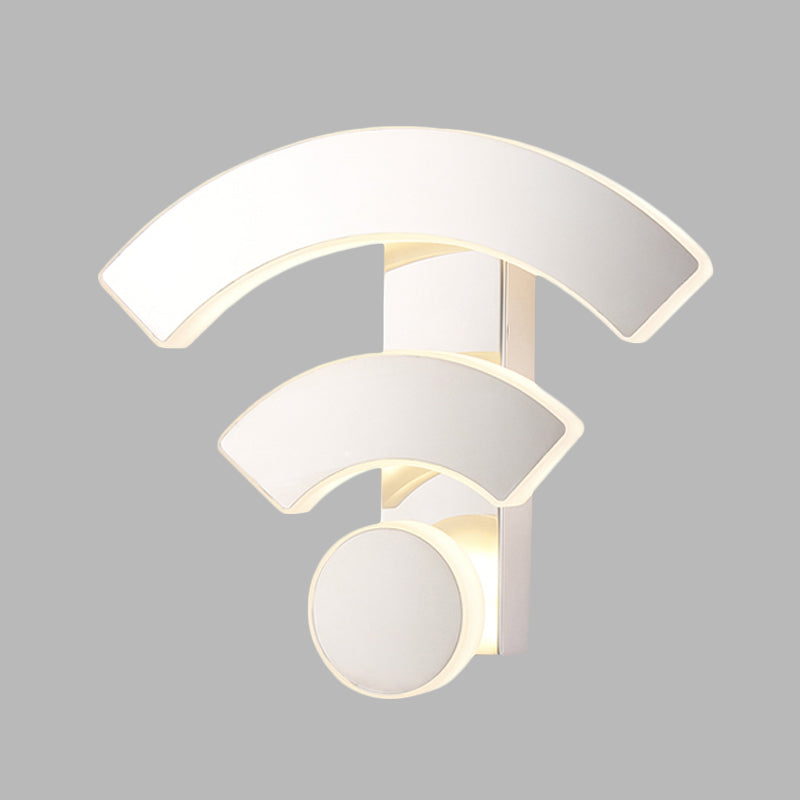 Wifi Logo Sconce Light Fixture Modernist Acrylic LED White Wall Mounted Lamp in Warm/White Light for Bedroom Clearhalo 'Modern wall lights' 'Modern' 'Wall Lamps & Sconces' 'Wall Lights' Lighting' 733911