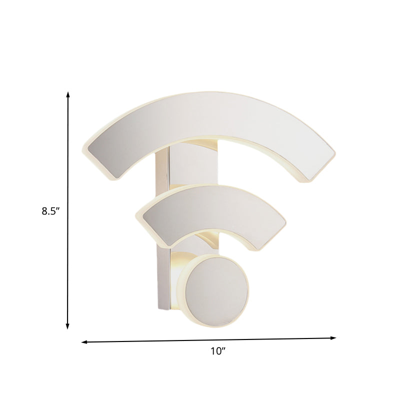 Wifi Logo Sconce Light Fixture Modernist Acrylic LED White Wall Mounted Lamp in Warm/White Light for Bedroom Clearhalo 'Modern wall lights' 'Modern' 'Wall Lamps & Sconces' 'Wall Lights' Lighting' 733912