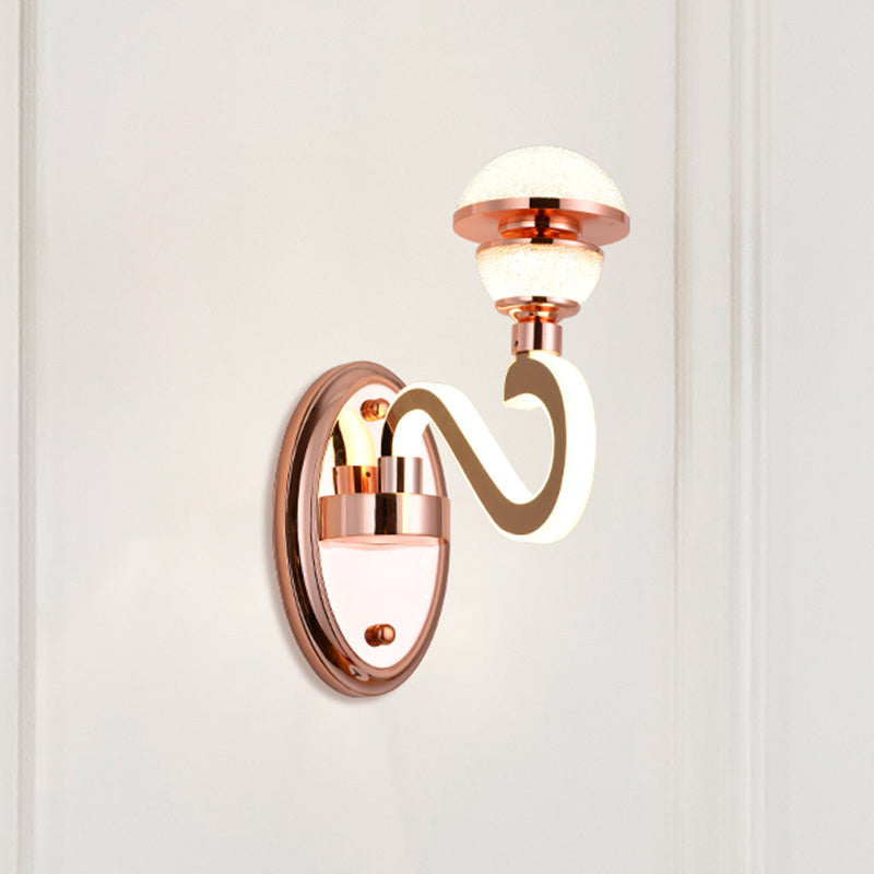 Metal Urn Wall Sconce Lighting Contemporary LED Wall Lamp Fixture in Rose Gold with Twisted Arm Rose Gold Clearhalo 'Cast Iron' 'Glass' 'Industrial' 'Modern wall lights' 'Modern' 'Tiffany' 'Traditional wall lights' 'Wall Lamps & Sconces' 'Wall Lights' Lighting' 733918