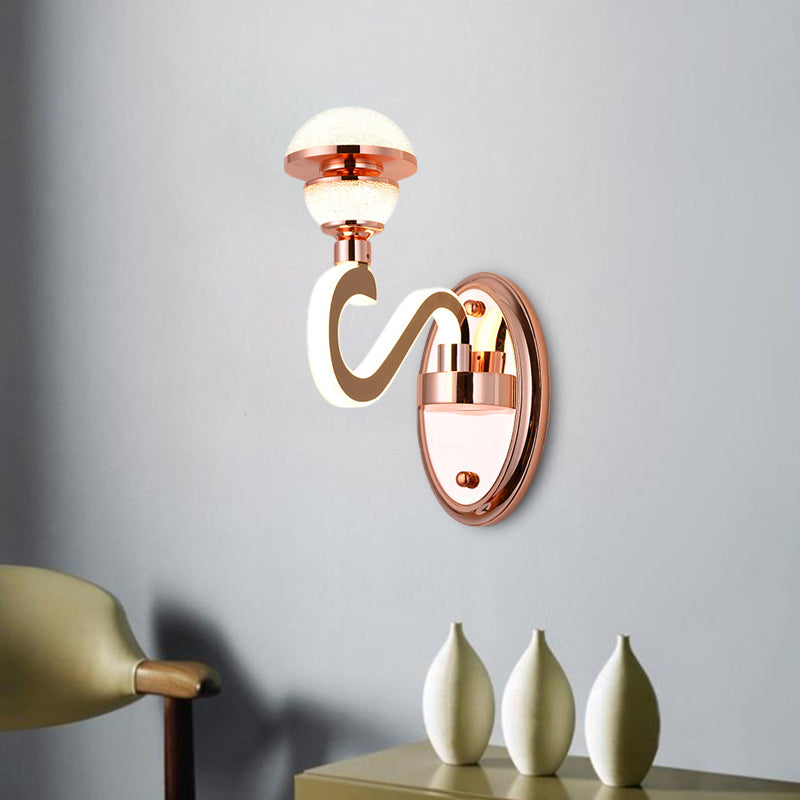 Metal Urn Wall Sconce Lighting Contemporary LED Wall Lamp Fixture in Rose Gold with Twisted Arm Clearhalo 'Cast Iron' 'Glass' 'Industrial' 'Modern wall lights' 'Modern' 'Tiffany' 'Traditional wall lights' 'Wall Lamps & Sconces' 'Wall Lights' Lighting' 733919