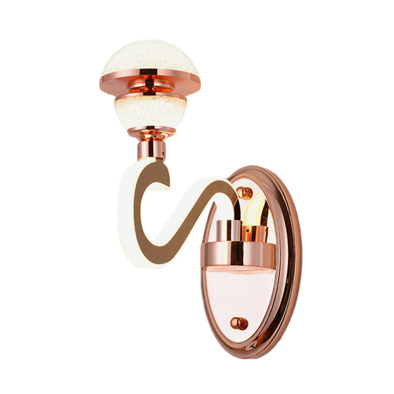 Metal Urn Wall Sconce Lighting Contemporary LED Wall Lamp Fixture in Rose Gold with Twisted Arm Clearhalo 'Cast Iron' 'Glass' 'Industrial' 'Modern wall lights' 'Modern' 'Tiffany' 'Traditional wall lights' 'Wall Lamps & Sconces' 'Wall Lights' Lighting' 733920