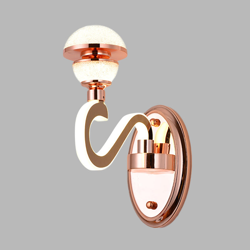 Metal Urn Wall Sconce Lighting Contemporary LED Wall Lamp Fixture in Rose Gold with Twisted Arm Clearhalo 'Cast Iron' 'Glass' 'Industrial' 'Modern wall lights' 'Modern' 'Tiffany' 'Traditional wall lights' 'Wall Lamps & Sconces' 'Wall Lights' Lighting' 733921