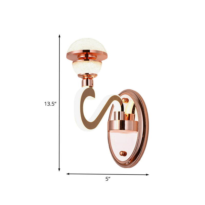 Metal Urn Wall Sconce Lighting Contemporary LED Wall Lamp Fixture in Rose Gold with Twisted Arm Clearhalo 'Cast Iron' 'Glass' 'Industrial' 'Modern wall lights' 'Modern' 'Tiffany' 'Traditional wall lights' 'Wall Lamps & Sconces' 'Wall Lights' Lighting' 733922