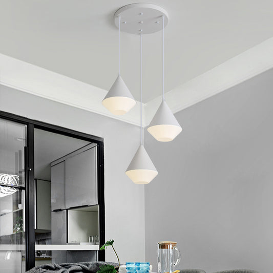 Cone Cluster Pendant Light Modern Acrylic 3 Heads Coffee House Hanging Lamp Kit in White/Grey White Clearhalo 'Ceiling Lights' 'Modern Pendants' 'Modern' 'Pendant Lights' 'Pendants' Lighting' 733933