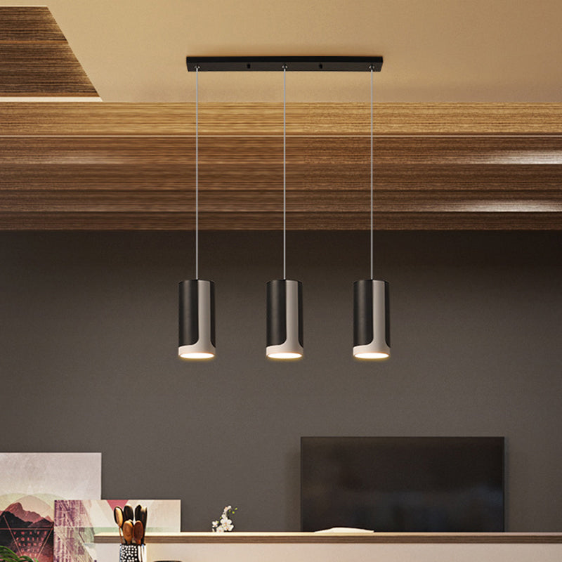 Black Finish Cylindrical Suspension Light Modernist 3-Light Metallic Cluster Pendant Lamp Black Clearhalo 'Ceiling Lights' 'Modern Pendants' 'Modern' 'Pendant Lights' 'Pendants' Lighting' 733936