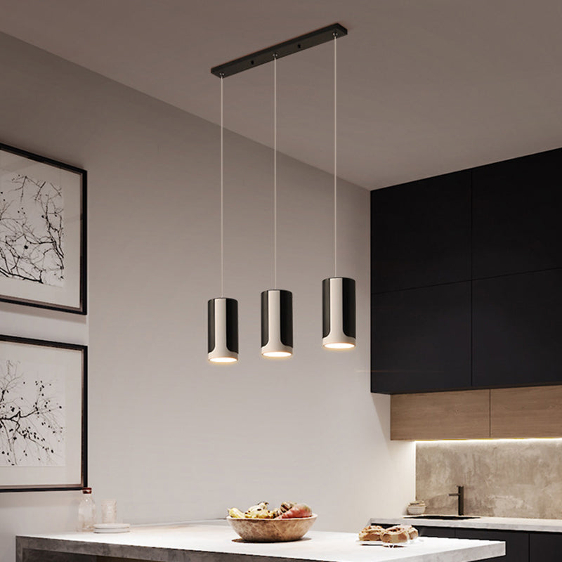 Black Finish Cylindrical Suspension Light Modernist 3-Light Metallic Cluster Pendant Lamp Clearhalo 'Ceiling Lights' 'Modern Pendants' 'Modern' 'Pendant Lights' 'Pendants' Lighting' 733937