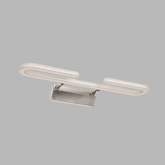 Acrylic Paper Clip Shaped Vanity Light Fixture Modernism LED White Wall Sconce Lamp for Bathroom Clearhalo 'Modern wall lights' 'Modern' 'Vanity Lights' 'Wall Lights' Lighting' 733964