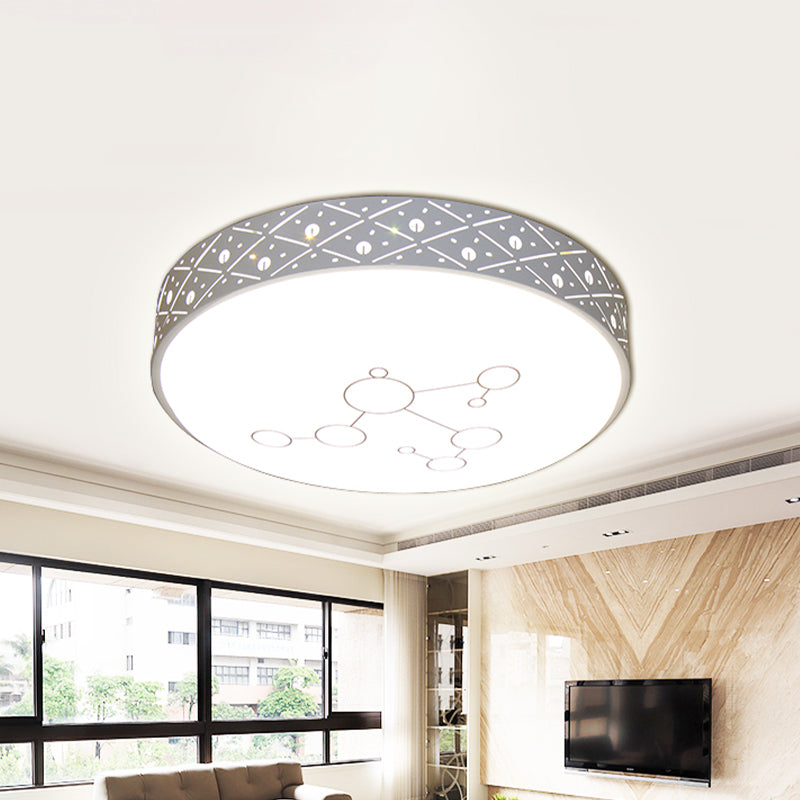 Round Metal Flush Light Fixture Modernism LED White Flush Mount Lamp with Hollow Out Design in White/Warm/3 Color Light Clearhalo 'Ceiling Lights' 'Close To Ceiling Lights' 'Close to ceiling' 'Flush mount' Lighting' 733983