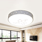 Round Metal Flush Light Fixture Modernism LED White Flush Mount Lamp with Hollow Out Design in White/Warm/3 Color Light Clearhalo 'Ceiling Lights' 'Close To Ceiling Lights' 'Close to ceiling' 'Flush mount' Lighting' 733983