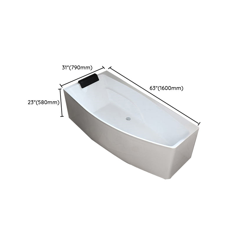 Corner Back to Wall Bath Modern White Soaking Acrylic Bathtub Clearhalo 'Bathroom Remodel & Bathroom Fixtures' 'Bathtubs' 'Home Improvement' 'home_improvement' 'home_improvement_bathtubs' 'Showers & Bathtubs' 7339960