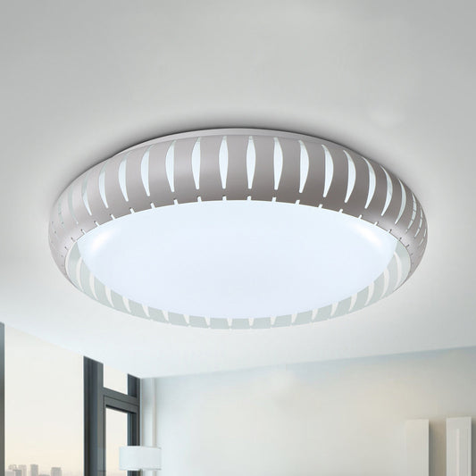 Metal Doughnut Flush Lighting Contemporary White/Black LED Flush Mount Fixture with Hollow Out Design in White/Warm/3 Color Light Clearhalo 'Ceiling Lights' 'Close To Ceiling Lights' 'Close to ceiling' 'Flush mount' Lighting' 734000