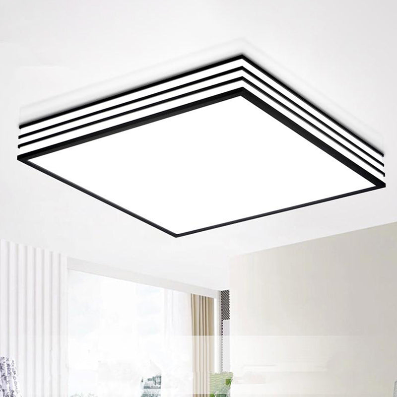 Cascaded Square Flush Mount Light Fixture Nordic Metal White and Black LED Ceiling Flush in Warm/White/3 Color Light Black-White Clearhalo 'Ceiling Lights' 'Close To Ceiling Lights' 'Close to ceiling' 'Flush mount' Lighting' 734007