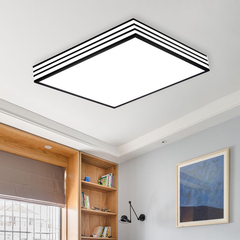 Cascaded Square Flush Mount Light Fixture Nordic Metal White and Black LED Ceiling Flush in Warm/White/3 Color Light Clearhalo 'Ceiling Lights' 'Close To Ceiling Lights' 'Close to ceiling' 'Flush mount' Lighting' 734008