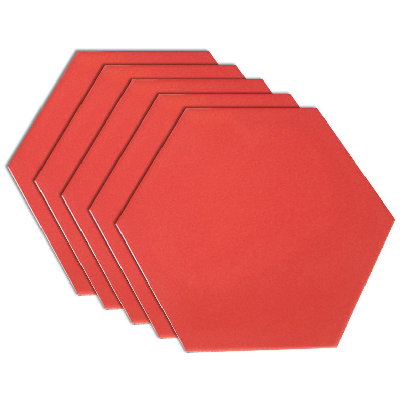 Modern Style Waterproof Wall Tile Straight Edge Hexagon Wall Tile Red 8"L x 9"W x 0.4"H Clearhalo 'Floor Tiles & Wall Tiles' 'floor_tiles_wall_tiles' 'Flooring 'Home Improvement' 'home_improvement' 'home_improvement_floor_tiles_wall_tiles' Walls and Ceiling' 7340081