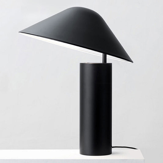 Mushroom Table Light Modernist Aluminum LED Bedside Desk Lamp in Black with Cylinder Iron Base Black Clearhalo 'Lamps' 'Table Lamps' Lighting' 734017