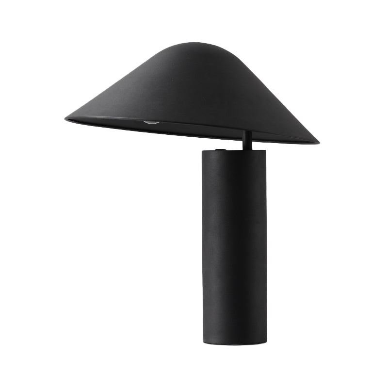 Mushroom Table Light Modernist Aluminum LED Bedside Desk Lamp in Black with Cylinder Iron Base Clearhalo 'Lamps' 'Table Lamps' Lighting' 734020