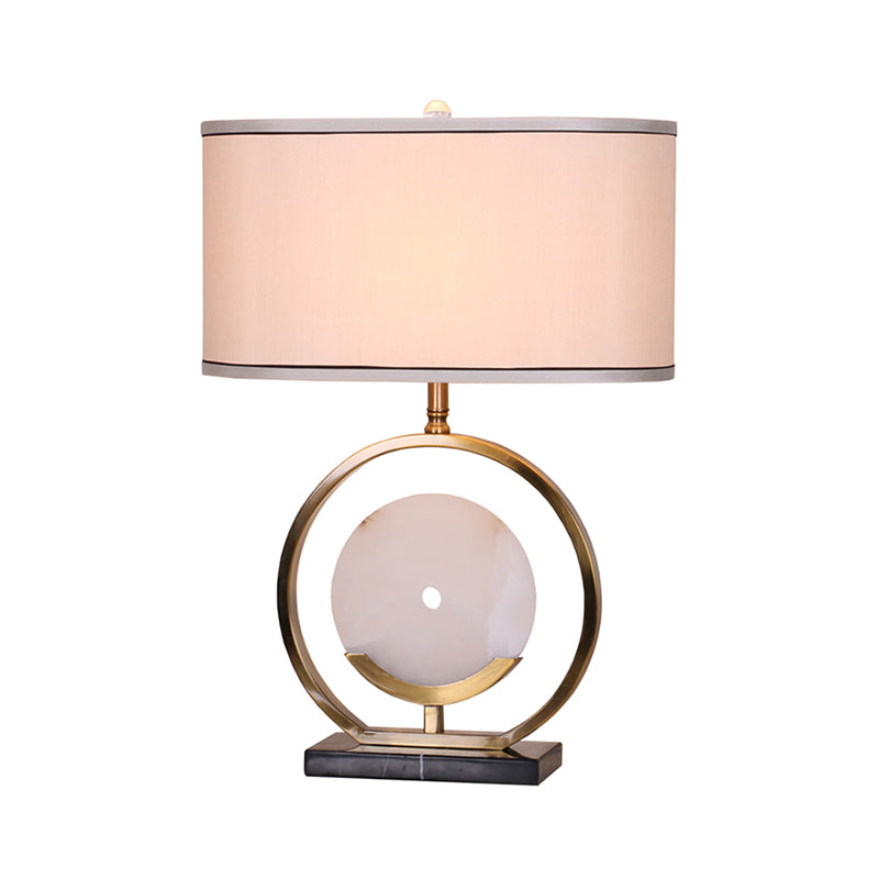 Marble Circle Desk Light Modernism 1-Bulb Fabric Table Lamp in Black and Gold for Living Room Clearhalo 'Lamps' 'Table Lamps' Lighting' 734040