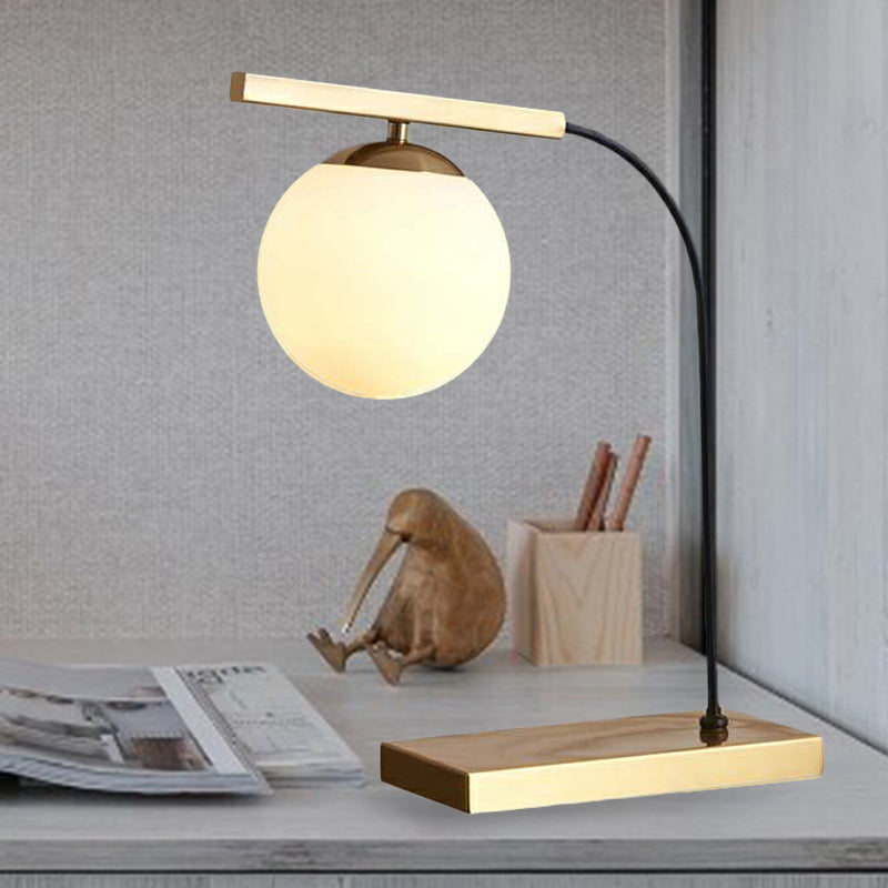 Gold Linear Table Light Postmodern 1-Head Metallic Night Lamp with Ball Milk Glass Shade Gold Clearhalo 'Lamps' 'Table Lamps' Lighting' 734056