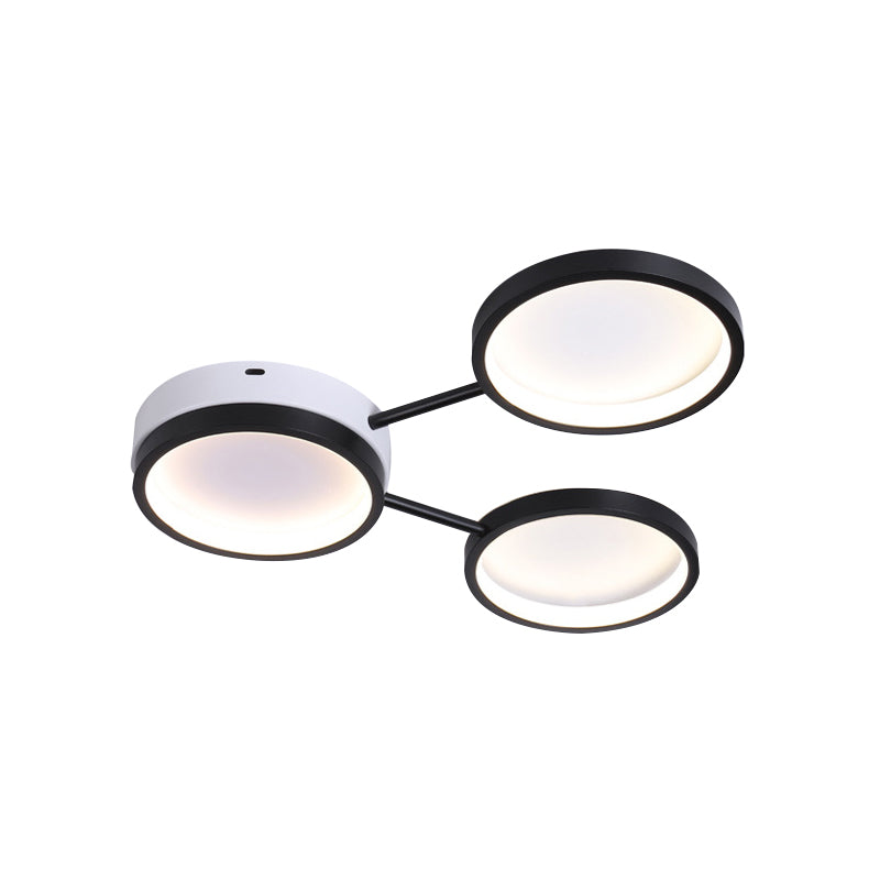 3-Ring Acrylic Flushmount Lighting Minimalist LED Black Flush Mounted Lamp in Warm/White Light Clearhalo 'Ceiling Lights' 'Close To Ceiling Lights' 'Close to ceiling' 'Flush mount' Lighting' 734085