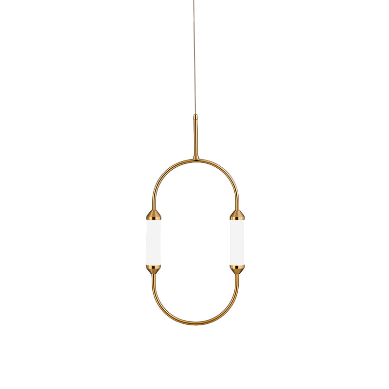 Simple Oval Ring Pendant Metallic 19.5"/20.5"/25" H LED Bedside Hanging Ceiling Lamp in Gold with Acrylic Shade, White/Warm Light Clearhalo 'Ceiling Lights' 'Modern Pendants' 'Modern' 'Pendant Lights' 'Pendants' Lighting' 734090