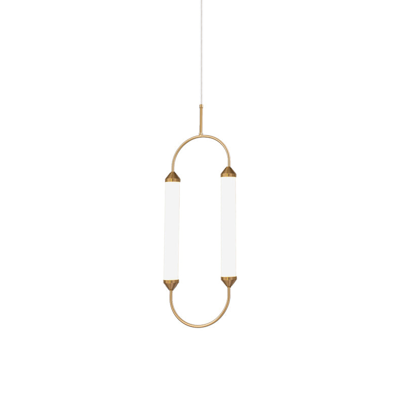 Simple Oval Ring Pendant Metallic 19.5"/20.5"/25" H LED Bedside Hanging Ceiling Lamp in Gold with Acrylic Shade, White/Warm Light Clearhalo 'Ceiling Lights' 'Modern Pendants' 'Modern' 'Pendant Lights' 'Pendants' Lighting' 734095