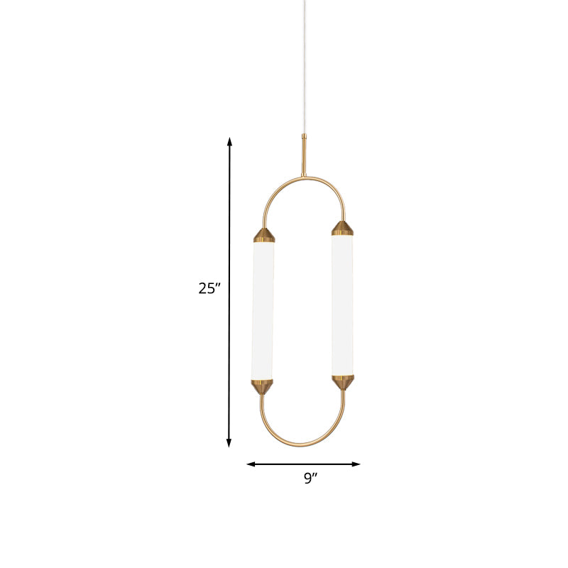 Simple Oval Ring Pendant Metallic 19.5"/20.5"/25" H LED Bedside Hanging Ceiling Lamp in Gold with Acrylic Shade, White/Warm Light Clearhalo 'Ceiling Lights' 'Modern Pendants' 'Modern' 'Pendant Lights' 'Pendants' Lighting' 734096