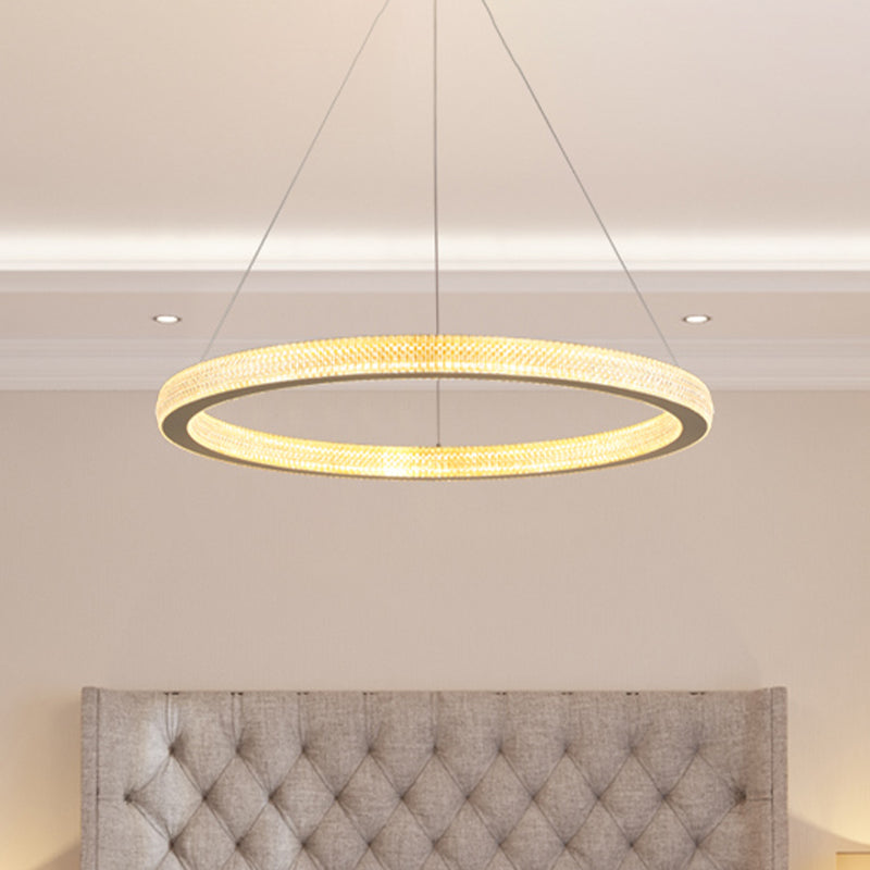 19"/25.5" Dia Gold Ring Suspension Light Minimalist LED Acrylic Ceiling Pendant Lamp in White/Warm Light Clearhalo 'Ceiling Lights' 'Modern Pendants' 'Modern' 'Pendant Lights' 'Pendants' Lighting' 734103