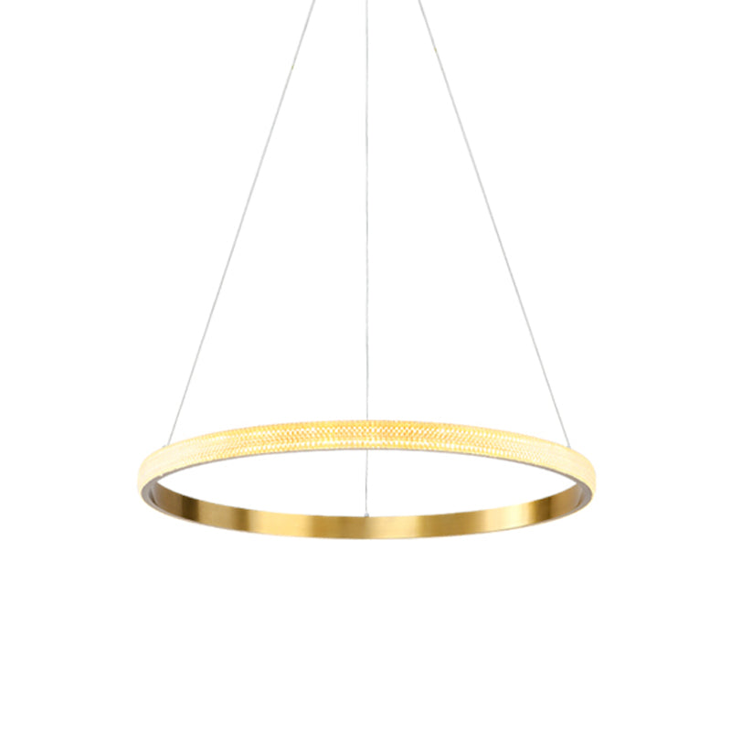 19"/25.5" Dia Gold Ring Suspension Light Minimalist LED Acrylic Ceiling Pendant Lamp in White/Warm Light Clearhalo 'Ceiling Lights' 'Modern Pendants' 'Modern' 'Pendant Lights' 'Pendants' Lighting' 734105