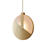 Circle Panel Rotatable Hanging Light Post-Modern Aluminum LED Brass Ceiling Lamp in White/Warm Light Clearhalo 'Ceiling Lights' 'Modern Pendants' 'Modern' 'Pendant Lights' 'Pendants' Lighting' 734111