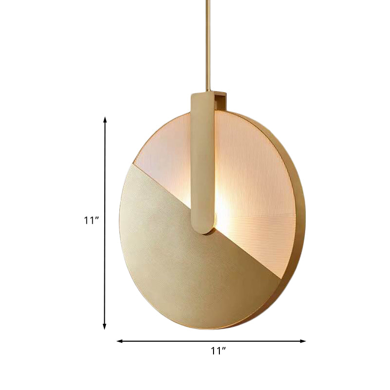 Circle Panel Rotatable Hanging Light Post-Modern Aluminum LED Brass Ceiling Lamp in White/Warm Light Clearhalo 'Ceiling Lights' 'Modern Pendants' 'Modern' 'Pendant Lights' 'Pendants' Lighting' 734112