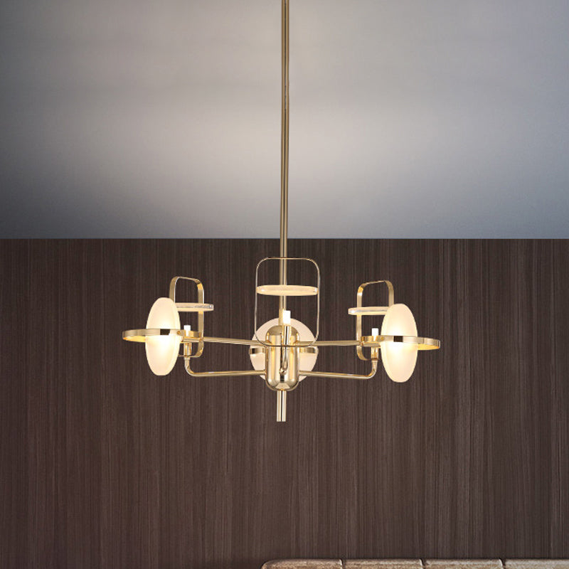 Iron Rectangle Frame Chandelier Light Modern 6 Lights Gold LED Ceiling Suspension Lamp with Acrylic Panel Shade Clearhalo 'Ceiling Lights' 'Chandeliers' 'Modern Chandeliers' 'Modern' Lighting' 734145