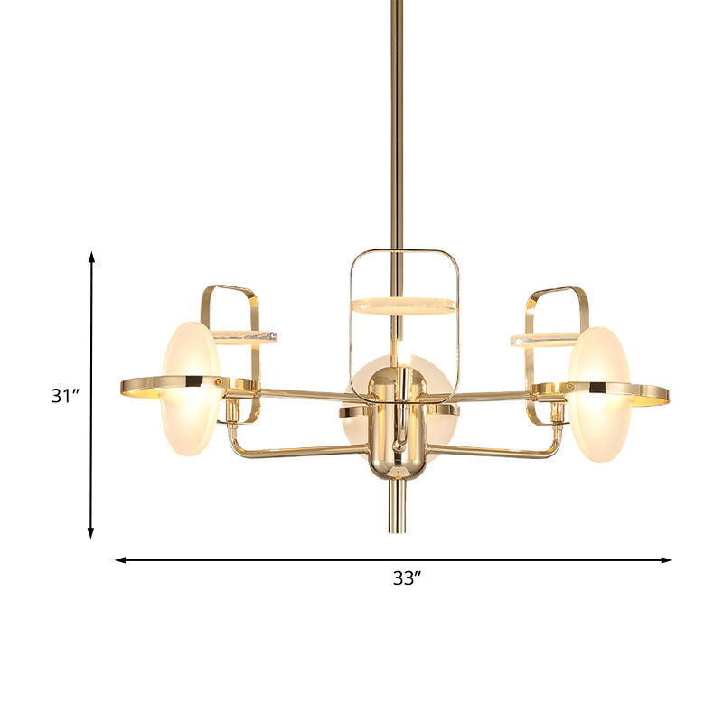 Iron Rectangle Frame Chandelier Light Modern 6 Lights Gold LED Ceiling Suspension Lamp with Acrylic Panel Shade Clearhalo 'Ceiling Lights' 'Chandeliers' 'Modern Chandeliers' 'Modern' Lighting' 734148