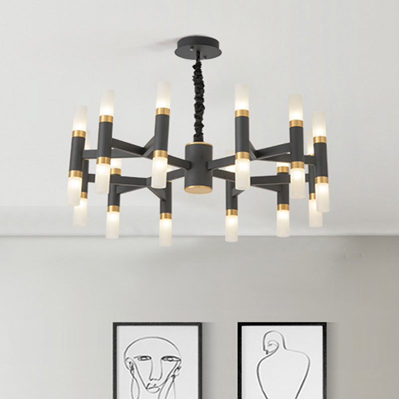 Iron Tubular Ceiling Lamp Modernist 24 Lights LED Radial Hanging Chandelier in Black and Gold/White and Gold Black-Gold Clearhalo 'Ceiling Lights' 'Chandeliers' 'Modern Chandeliers' 'Modern' Lighting' 734168