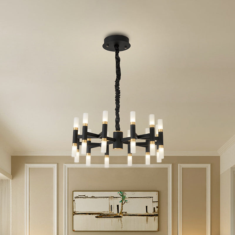 Iron Tubular Ceiling Lamp Modernist 24 Lights LED Radial Hanging Chandelier in Black and Gold/White and Gold Clearhalo 'Ceiling Lights' 'Chandeliers' 'Modern Chandeliers' 'Modern' Lighting' 734169