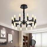 Iron Tubular Ceiling Lamp Modernist 24 Lights LED Radial Hanging Chandelier in Black and Gold/White and Gold Clearhalo 'Ceiling Lights' 'Chandeliers' 'Modern Chandeliers' 'Modern' Lighting' 734170