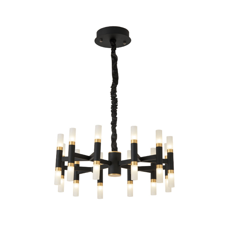 Iron Tubular Ceiling Lamp Modernist 24 Lights LED Radial Hanging Chandelier in Black and Gold/White and Gold Clearhalo 'Ceiling Lights' 'Chandeliers' 'Modern Chandeliers' 'Modern' Lighting' 734171