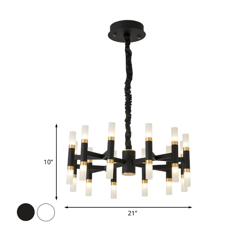 Iron Tubular Ceiling Lamp Modernist 24 Lights LED Radial Hanging Chandelier in Black and Gold/White and Gold Clearhalo 'Ceiling Lights' 'Chandeliers' 'Modern Chandeliers' 'Modern' Lighting' 734172