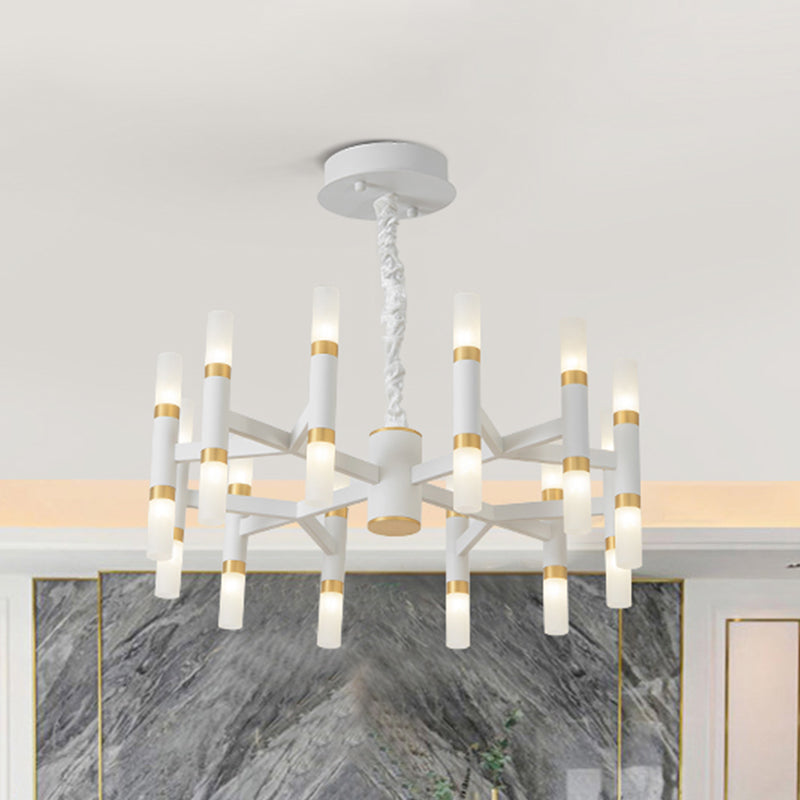 Iron Tubular Ceiling Lamp Modernist 24 Lights LED Radial Hanging Chandelier in Black and Gold/White and Gold White-Gold Clearhalo 'Ceiling Lights' 'Chandeliers' 'Modern Chandeliers' 'Modern' Lighting' 734173