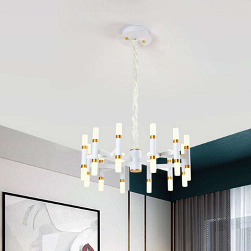 Iron Tubular Ceiling Lamp Modernist 24 Lights LED Radial Hanging Chandelier in Black and Gold/White and Gold Clearhalo 'Ceiling Lights' 'Chandeliers' 'Modern Chandeliers' 'Modern' Lighting' 734174