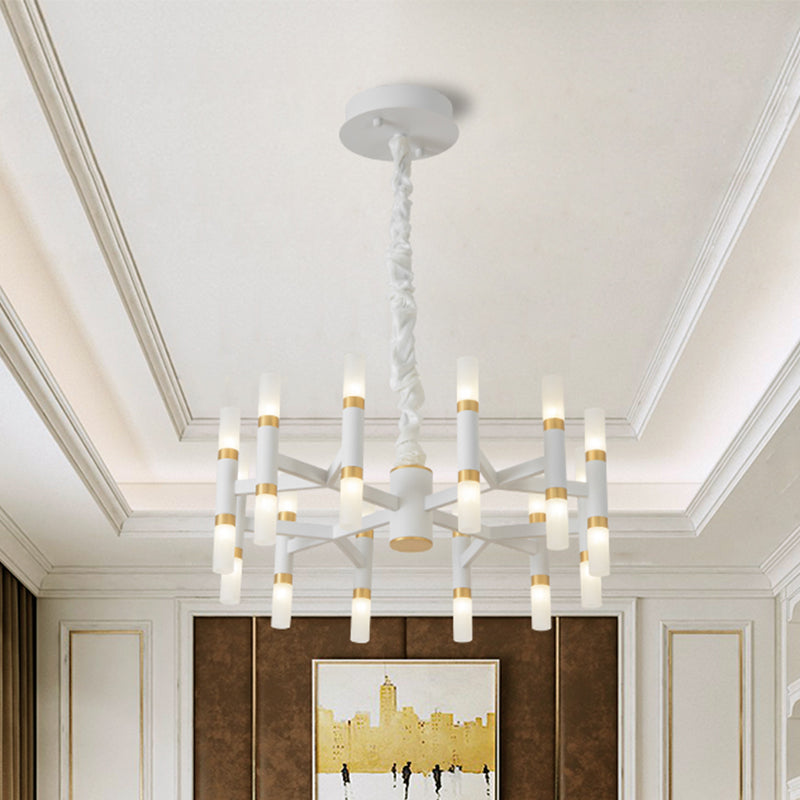 Iron Tubular Ceiling Lamp Modernist 24 Lights LED Radial Hanging Chandelier in Black and Gold/White and Gold Clearhalo 'Ceiling Lights' 'Chandeliers' 'Modern Chandeliers' 'Modern' Lighting' 734175