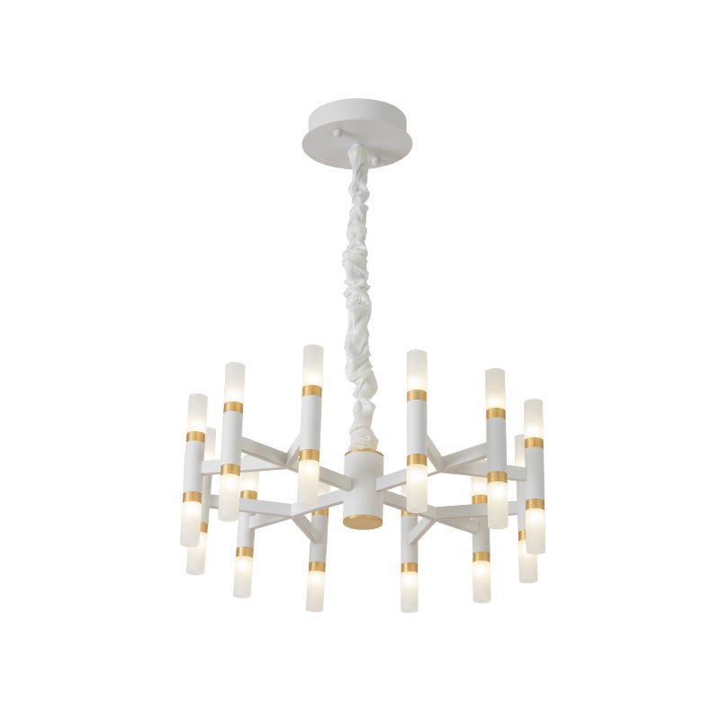 Iron Tubular Ceiling Lamp Modernist 24 Lights LED Radial Hanging Chandelier in Black and Gold/White and Gold Clearhalo 'Ceiling Lights' 'Chandeliers' 'Modern Chandeliers' 'Modern' Lighting' 734176