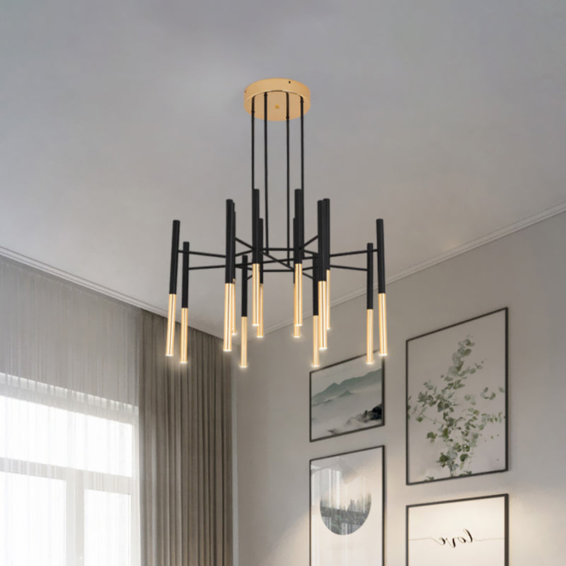 Black and Gold Slim Tube Flushmount Minimalist 12 Heads Aluminum LED Semi Flush Ceiling Light with Radial Design Clearhalo 'Ceiling Lights' 'Close To Ceiling Lights' 'Close to ceiling' 'Semi-flushmount' Lighting' 734178