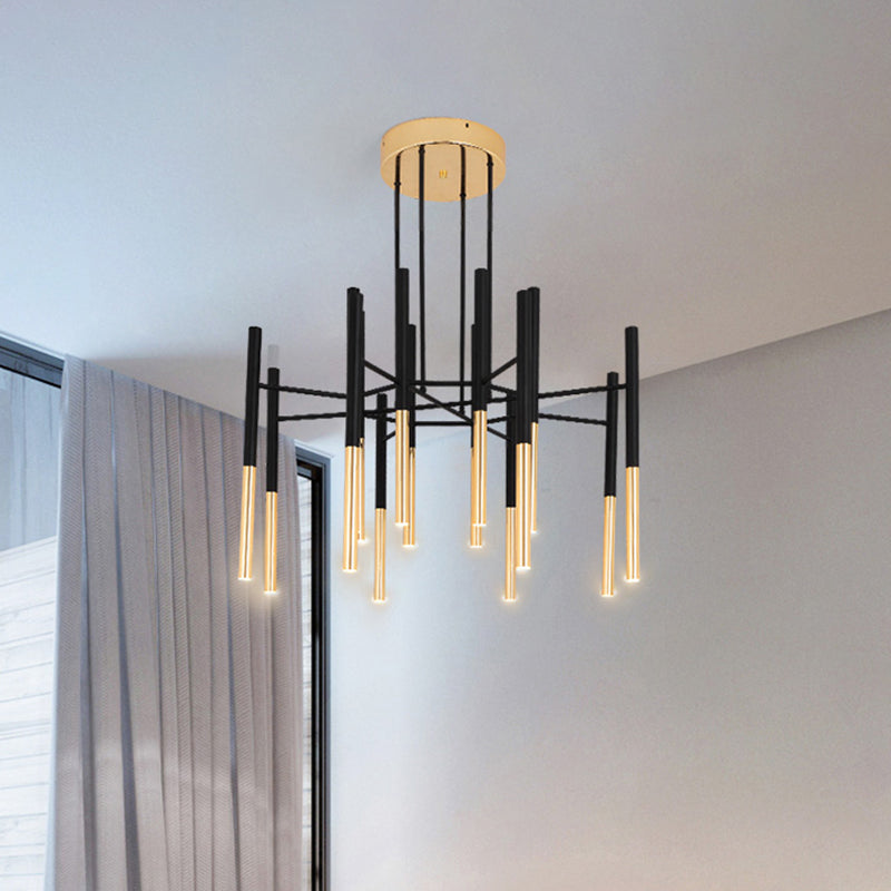 Black and Gold Slim Tube Flushmount Minimalist 12 Heads Aluminum LED Semi Flush Ceiling Light with Radial Design Clearhalo 'Ceiling Lights' 'Close To Ceiling Lights' 'Close to ceiling' 'Semi-flushmount' Lighting' 734179